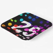 25誕生日レインボードットオンブラック ペーパープレート (傾斜あり)