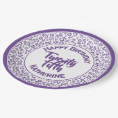 25誕生日乱数パターン紫/白 ペーパープレート (アングル)