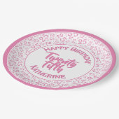 25誕生日乱数パターン25ピンク/白 ペーパープレート (アングル)