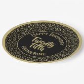 25誕生日乱数パターン25ブラック/ゴルフ ペーパープレート (アングル)