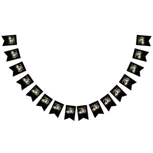 25誕生日又は記念日パーティー バンティングフラッグ (全)