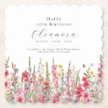 25誕生日威厳がある誕生月花カスタム ペーパーコースター<br><div class="desc">誕生日パーティーに最適威厳があるなテーブルデコル。ピンクのグラジオラスはその月の誕生の花である。それはかわいらしこのフローラコースターに水縁ど色の底をパーソナライズされた型枠。書道やタイポグラフィを用いて名・年齢・生年月日の誕生日を迎えエレガントる。すべての文字は編集可能。</div>