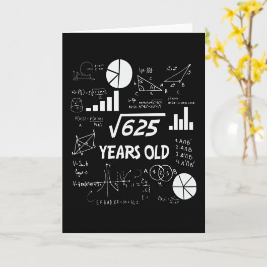 25誕生日平方根Math 25歳Bday カード (黄色い花)