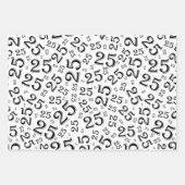 25誕生日白黒の乱数パターン ラッピングペーパーシート (正面3)