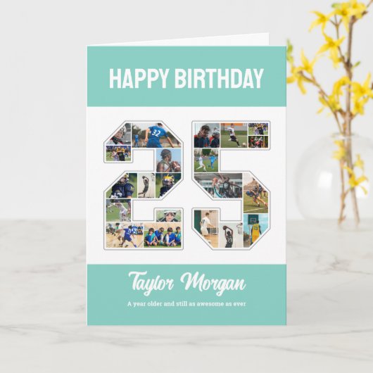 25誕生日記念日Number 25 Photo Collage カード (黄色い花)