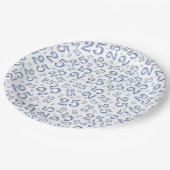 25誕生日青/白の乱数パターン ペーパープレート (アングル)