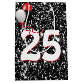 25誕生日風船オンブラックグリッター ミディアムペーパーバッグ (正面)