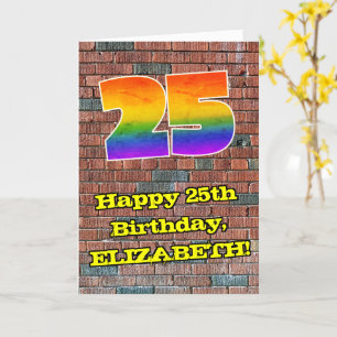 25誕生日:おもしろいグラフィティインスパイアレインボー25 カード