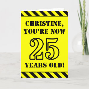 25誕生日:おもしろいステンシルスタイル文字、名前をカスタムする カード