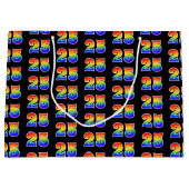 25誕生日:おもしろいレインボーイベント第25パターン ラージペーパーバッグ (正面)