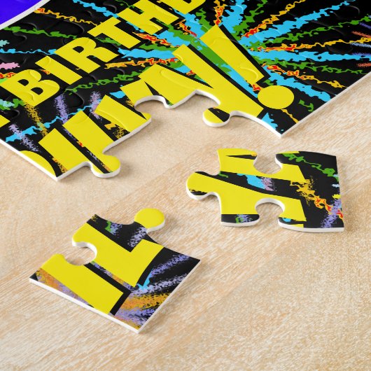 25誕生日:おもしろい、お祝カラフルい花火 ジグソーパズル (側面)