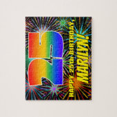 25誕生日:おもしろい、お祝カラフルい花火 ジグソーパズル (縦)