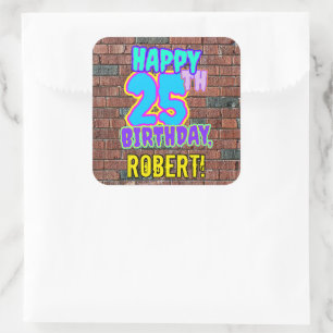 25誕生日-おもしろい、アーバングラフィティインスパイアルック スクエアシール