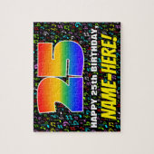 25誕生日:おもしろい、カラフル音楽シンボル、「25」 ジグソーパズル (縦)