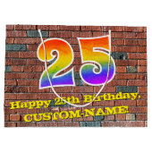 25誕生日:おもしろい、グラフィインスパイアティ・レインボー# 25 ラージペーパーバッグ (裏面)