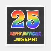 25誕生日:はっきりした,おもしろい,シンプル虹, 25 スタンダードランチョンナプキン (正面)