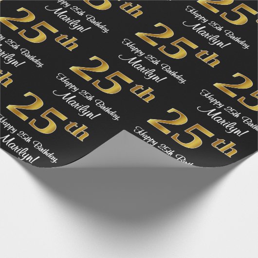 25誕生日:エレガント豪華なフェイク金ゴールドルック# ラッピングペーパー (角)