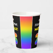 25誕生日:カラフルレインボー# 25,名前をカスタムする 紙コップ (左)