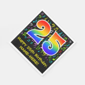 25誕生日-カラフル音楽シンボル、レインボー25 スタンダードランチョンナプキン (角)