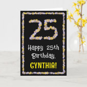 25誕生日:フローラ花数名前をカスタムする カード (黄色い花)