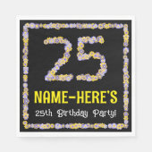 25誕生日:フローラ花数名前をカスタムする スタンダードランチョンナプキン (正面)