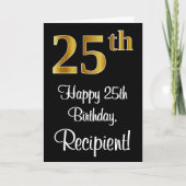 25誕生日~ラグジュアリーエレガントな金ゴールドの外観# カード (正面)