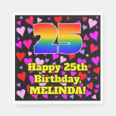25誕生日:愛するハートパターン、虹# 25 スタンダードランチョンナプキン (正面)