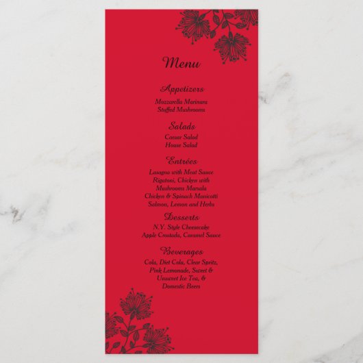 25赤と黒のフローラ・メニュー・カード メニュー (正面)