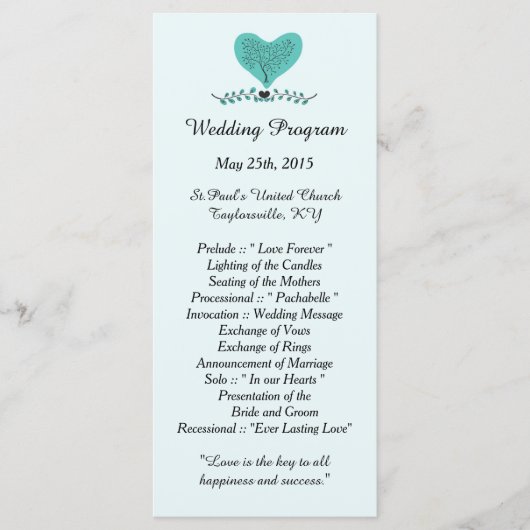 25青い木とハート結婚式 プログラム (正面)