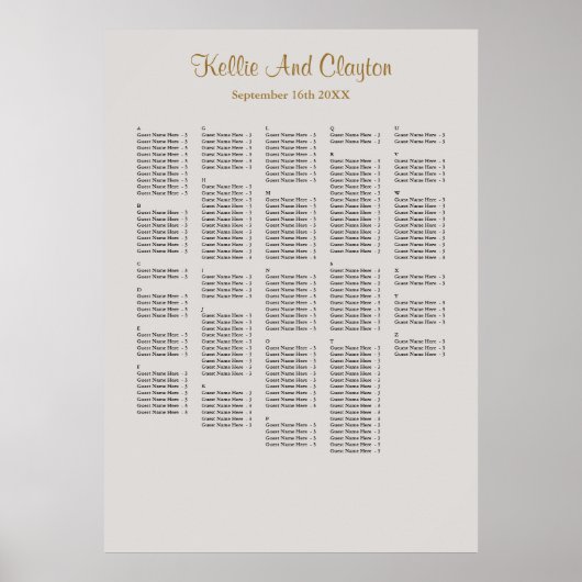 250以上のグレーシンプルの結婚座席表 ポスター (正面)