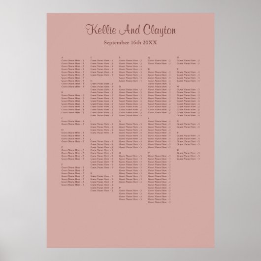 250以上のシナモンバラシンプルの結婚座席表 ポスター (正面)
