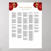 250以上の赤および金ゴールドフローラ結婚の座席表 ポスター (正面)