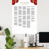 250以上の赤および金ゴールドフローラ結婚の座席表 ポスター (ホームオフィス)