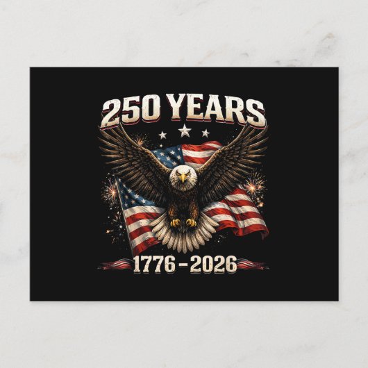 250周年アメリカ愛国ワシ 250周年独立記念日 ポストカード (正面)
