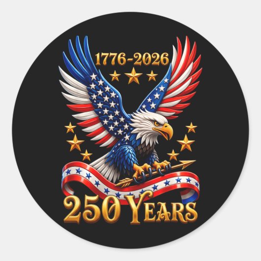 250周年アメリカ愛国的な鷲250周年7月4日 ラウンドシール (正面)