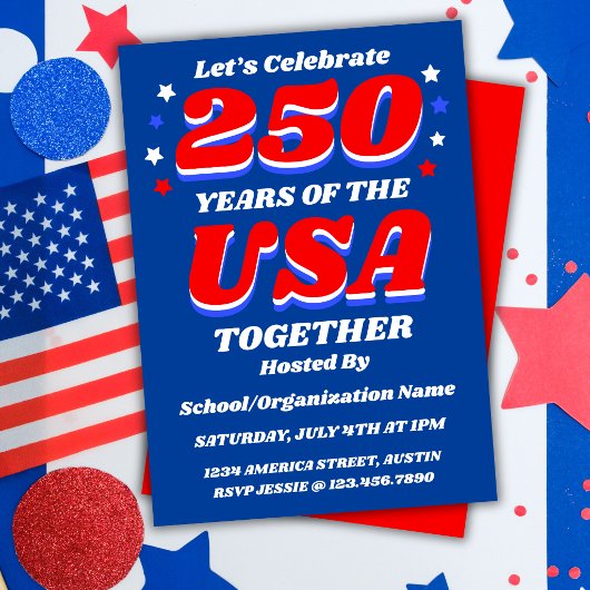 250周年アメリカ独立記念パーティーのオーダーメイド招待状 招待状