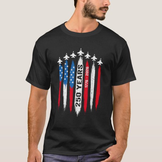 250周年アメリカ独立記念日愛国ハート250年 Tシャツ (正面)
