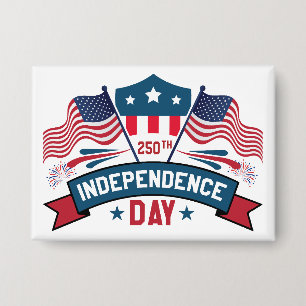 250周年アメリカ独立記念日 アメリカ国旗 & 花火 缶バッジ