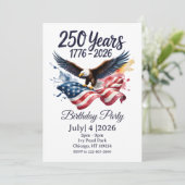 250周年イーグル水彩アメリカ国旗 1776 2026 招待状 (スタンド正面)