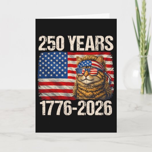 250周年ネコアメリカ国旗250周年記念日4th カード (正面)