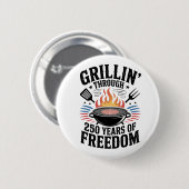 250周年バーベキュー自由のグリル 7月4日 缶バッジ (正面&裏面)