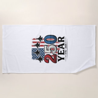 250周年愛国ジェットヴィンテージ彫刻Tシャツデザイン ビーチタオル