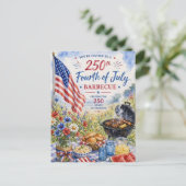 250周年独立記念日の愛国ウォーターカラーBBQ ポストカード (スタンド正面)