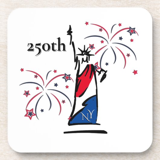 250周年独立記念日の自由の女神+花火 コースター (正面)
