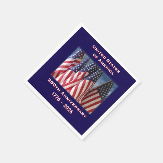 250周年米国愛国旗紙 スタンダードカクテルナプキン (角)