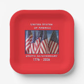 250周年記念アメリカ愛国旗スクエア ペーパープレート (正面)