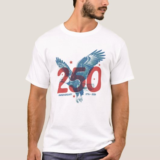 250周年記念イーグル 1776-2026 ビンテージ Tシャツ (正面)