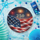250周年記念愛国花火フラグパーティーD ペーパープレート (パーティー)