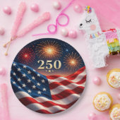 250周年記念愛国花火フラグパーティーD ペーパープレート (パーティー)