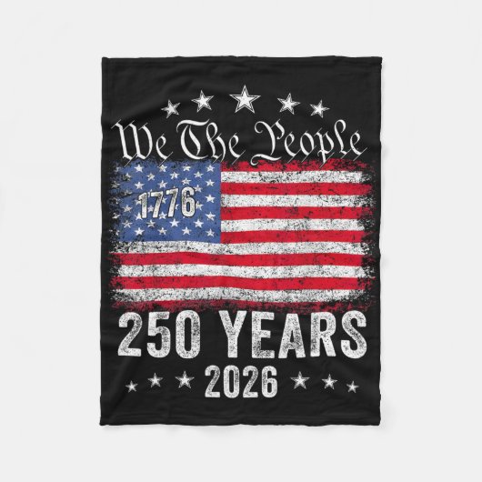 250周年記念 7月4日 アメリカ独立記念日 1776-2026 フリースブランケット (正面)